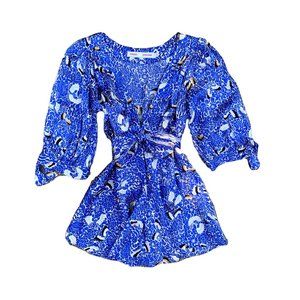 {Amanda Uprichard} Silk Butterfly V Neck Blouse